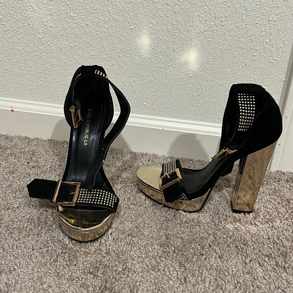 Black and Gold High Heels